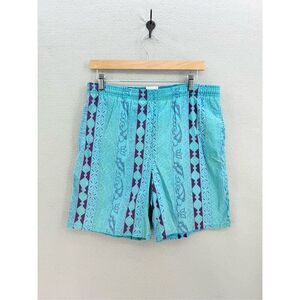 Vintage Cheetah Mervyns Mens Blue Purple Drawstring Swim Trunks Shorts Small